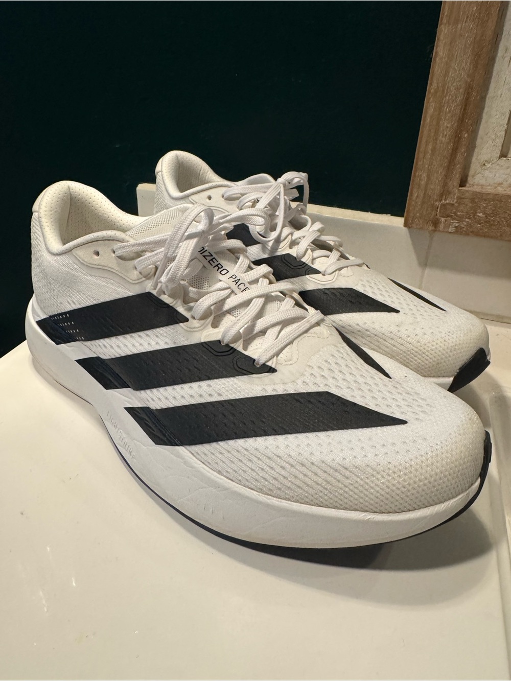 adidas White and Black Adizero Pacer Men's Running Shoes Size 13